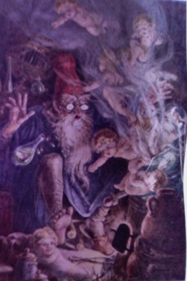 1910 orig. Litho WILLIAM HENRY WALKER alchemist 'MORE THAN HE EXPECTED'