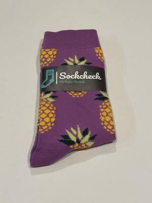 Pineapple Purple Color Crew Socks for Women Fun Socks Funky Socks Novelty Socks