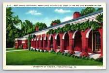 University of Virginia West Range Rooms Edgar Allen Poe Charlottesville Postcard