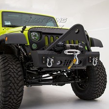 Stubby Stinger Front Bumper Woe Fog Light Hole-black Fit 07-18 Jeep Jk Wrangler