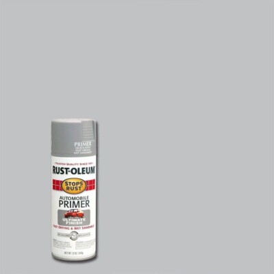 12 Oz. Flat Light Gray Automotive Primer Spray | Stops Rust Auto Oz Of Paint New