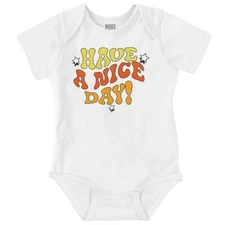 Groovy Motivational Have A Nice Day Stars Newborn Baby Boy Girl Infant Romper