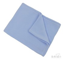 SET OF 2 BLUE PLAIN FLEECE BABY BLANKET WRAP GIFT EMBROIDERY BLANK FOIL PRINT
