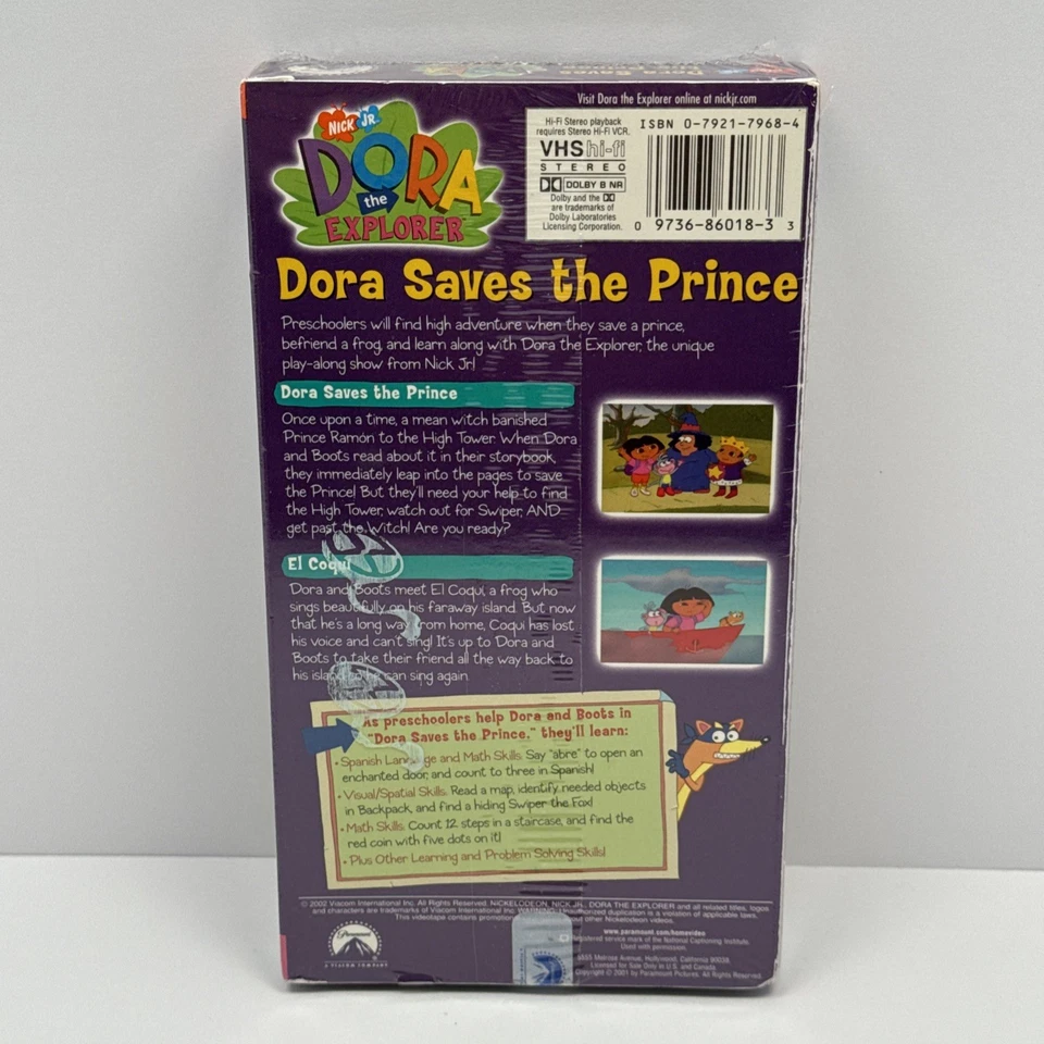 Dora the Explorer Dora Saves the Prince VHS 2002 Nickelodeon Nick Jr Kids Sealed - Image 4 of 4