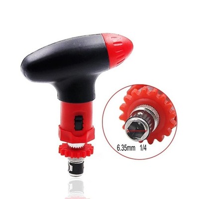 Manual T Type Ratchet Screwdriver Quick Bolt Driver Batch 6.35mm Forward Reverse