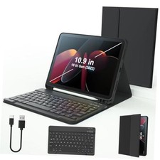 for iPad 11th A16,2025 10th Generation Case with Keyboard 10.9 inch Black