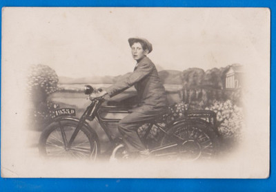 Motorcycle, France, old real studio photo postcard