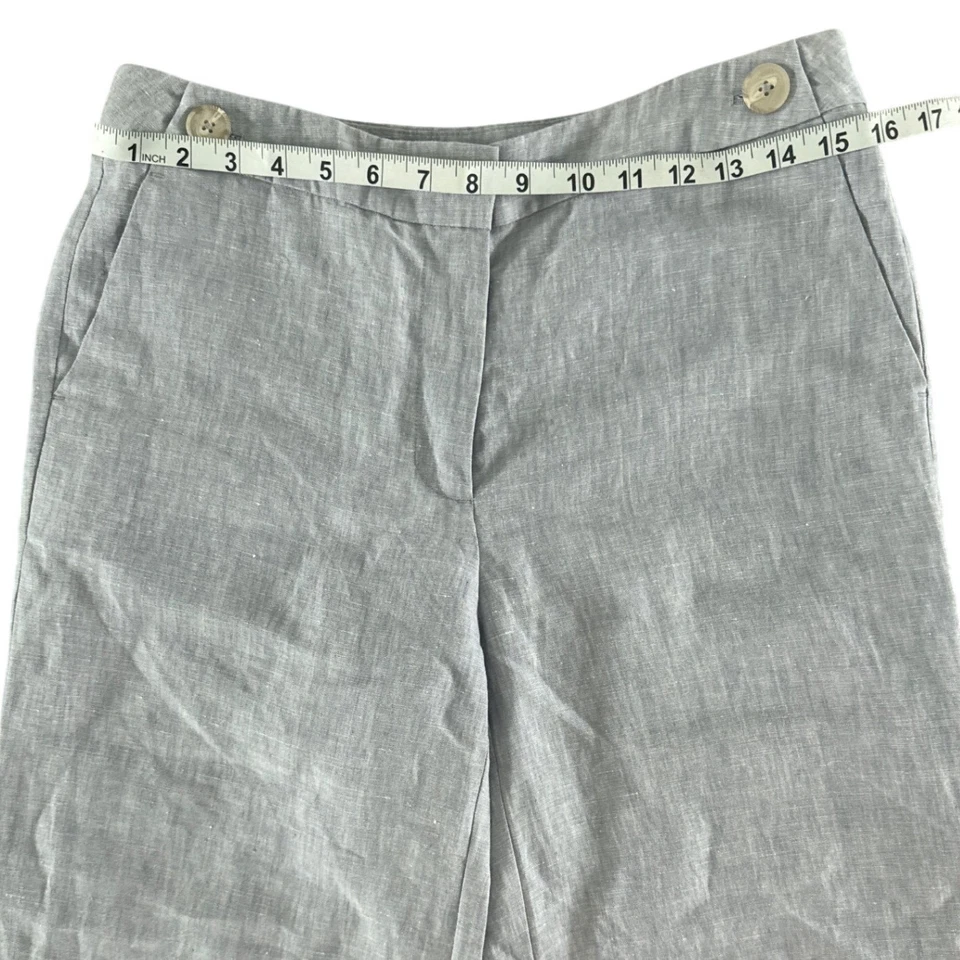 Boden Pants Women US 6P Petite Myra Gray Linen Wide Leg Trouser Career Coastal - Image 4 of 4