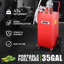 35 Gallon Steel Fuel Caddy Storage Tank Gasoline Diesel Portable With Wheels Red