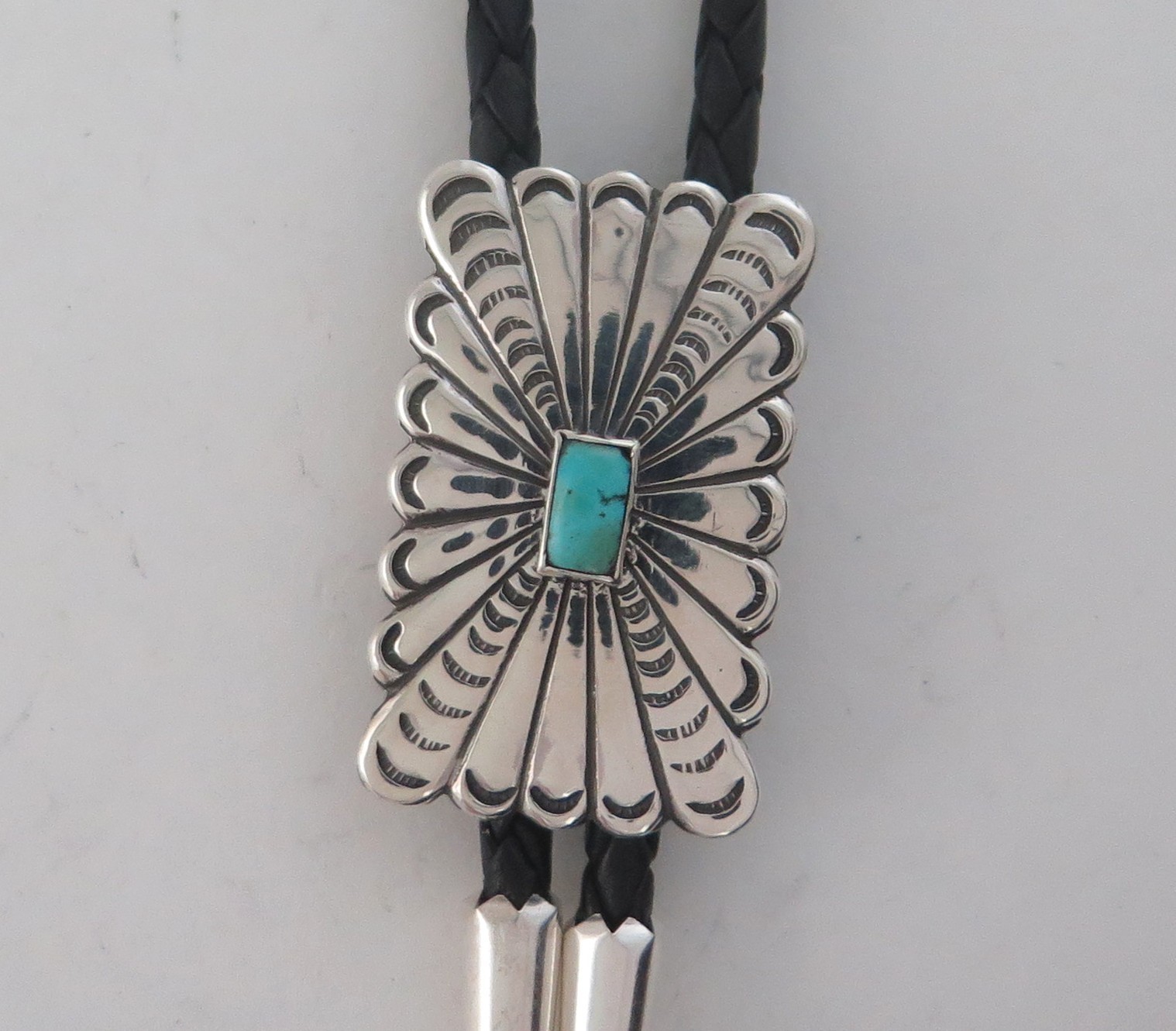 Rectangular Sterling Silver & Turquoise Radiant S… - image 3