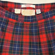 Vintage Pendleton Red Plaid Manson Tartan Pleated Skirt SZ 10 100 Virgin Wool