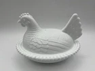 Vintage Indiana Glass HEN ON NEST Milk Glass Covered Candy Dish HON 7" White