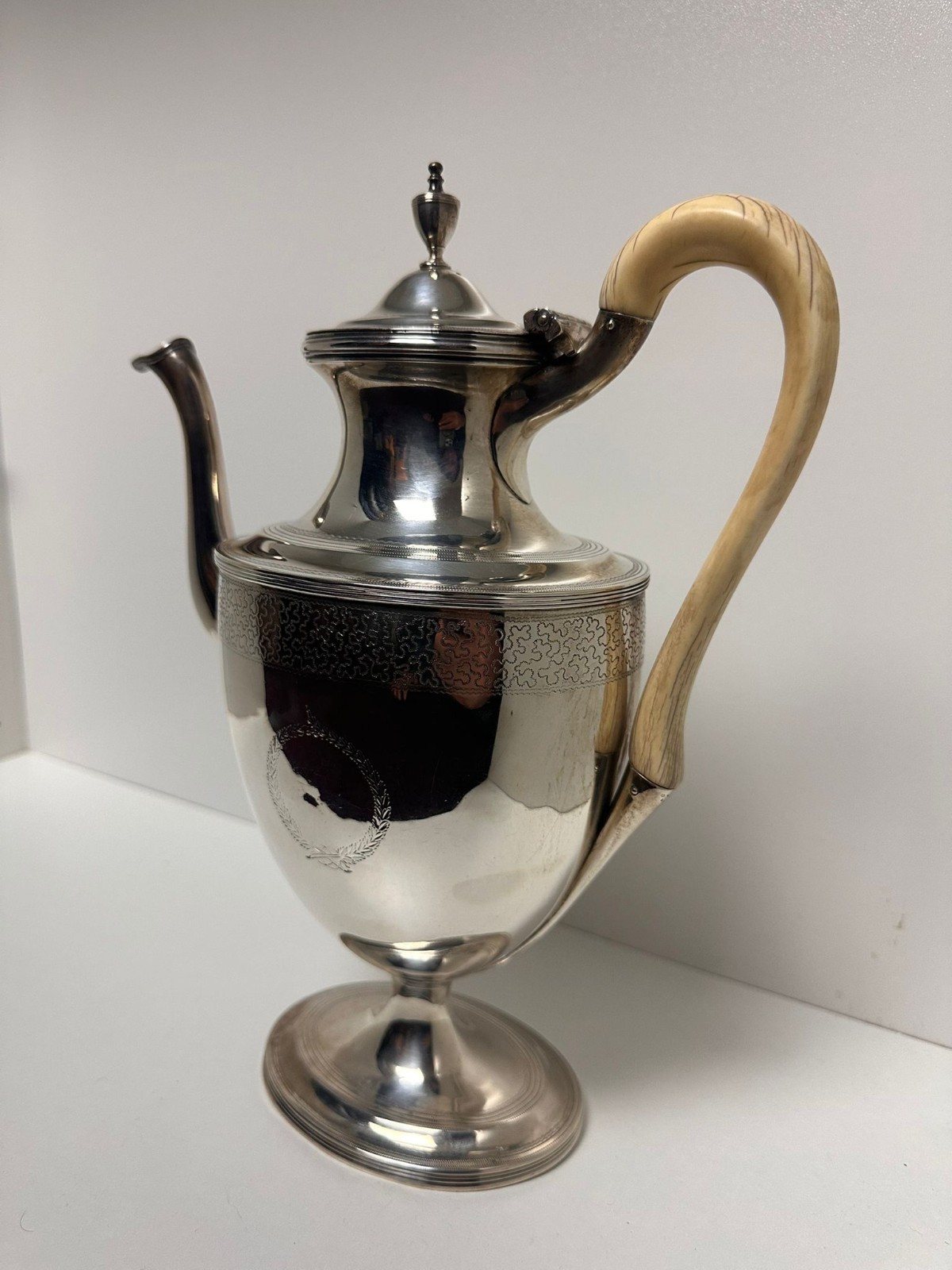 Stirling Silver Coffee Pot. George III Hallmarked 1795. Maker Robert Hennell