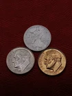 1-1964-Roosevelt Dime & 1997‑D Toned Dime & 1/10 Walking Lib Design -Lot of 3