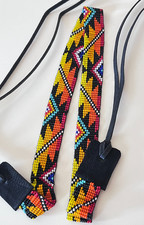 Handmade Native American Sioux Beaded Hat Band Yellow Orange Pink Sunset Western
