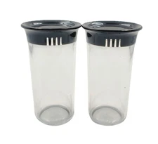Tupperware Black Plastic Round Salt N Pepper Shaker Serving (2) 1972-4 Set