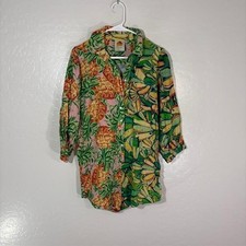 Farm Rio Romper Womens XS Linen Tropical Banana Pineapple Print Summer Vacation