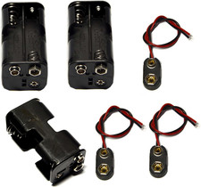3 Pcs 4 x 1.5V 6V AA Battery Holder Leads with 3 Pcs 9V I Type Snap Connector