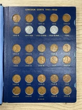1941-1974 PDS COMPLETE LINCOLN CENT SET- 90 COINS WHITMAN ALBUM- UNC 1959-1974 *