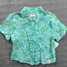 Bluey Girls Youth Small 6/7 Blue Short Sleeve Button Front Cabana Top