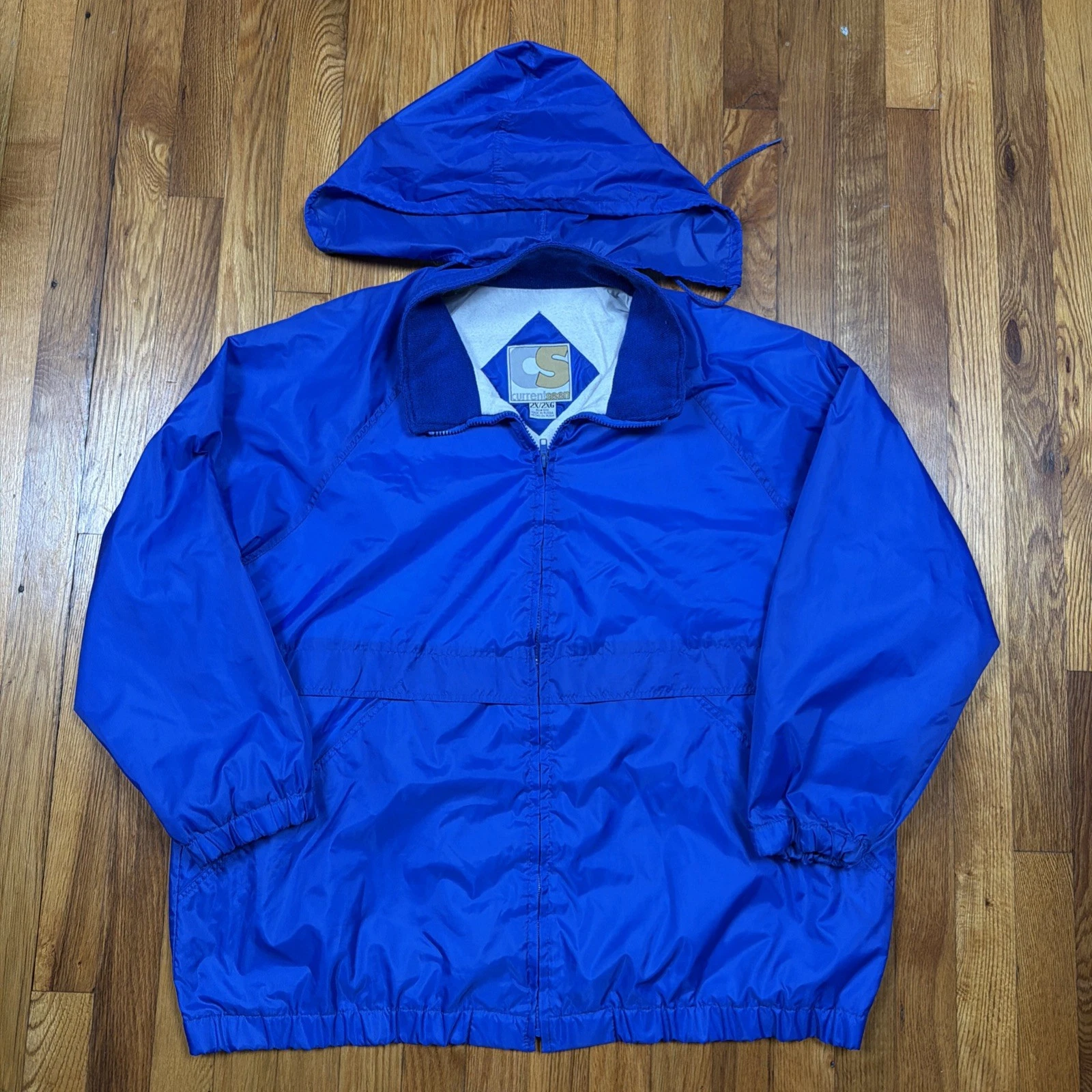 Vintage 90s Currentseen Jacket Mens 2XL Blue Lined Wind Breaker Nylon Pockets image 1
