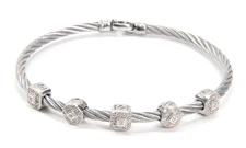 Charriol Steel & 18K White Gold Diamond Cable Bracelet