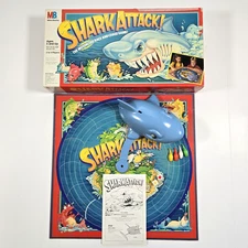 SHARK ATTACK! MOTORIZED BOARD GAME 1988 MILTON BRADLEY COMPLETE IN BOX VINTAGE