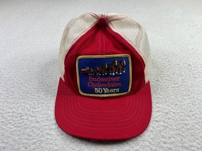 Vintage Budweiser Clydesdales Swingster Hat Cap Snap Back One Size Red Mens