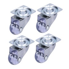 4 Pcs Caster Heavy Duty Stainless Steel Transparent PU Industrial LW