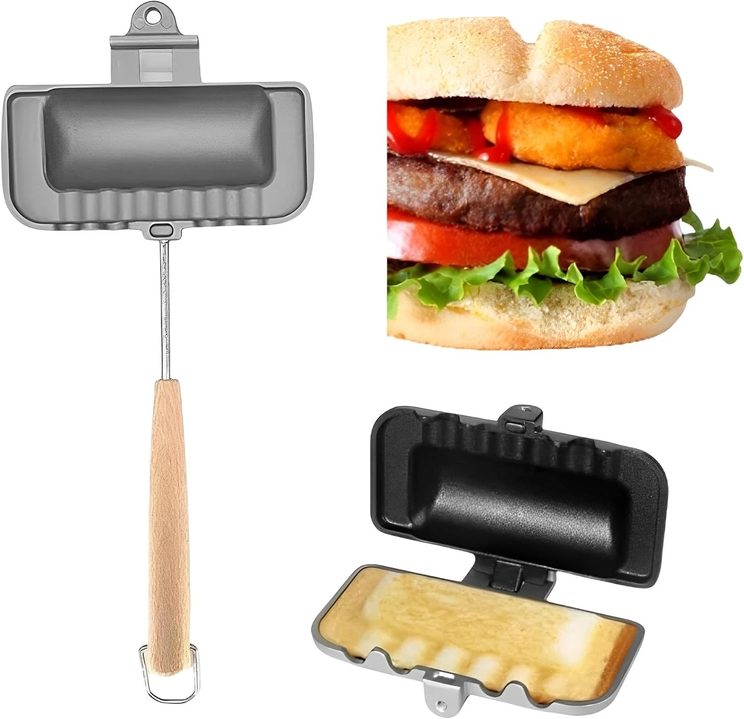 Sandwich Maker Portable Non-Stick Pan Sandwiches Pancakes Fried Pies