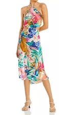 Rococo Sand Silk Tropical Floral Print Midi Dress, Multicolor Size XS, MSRP $631