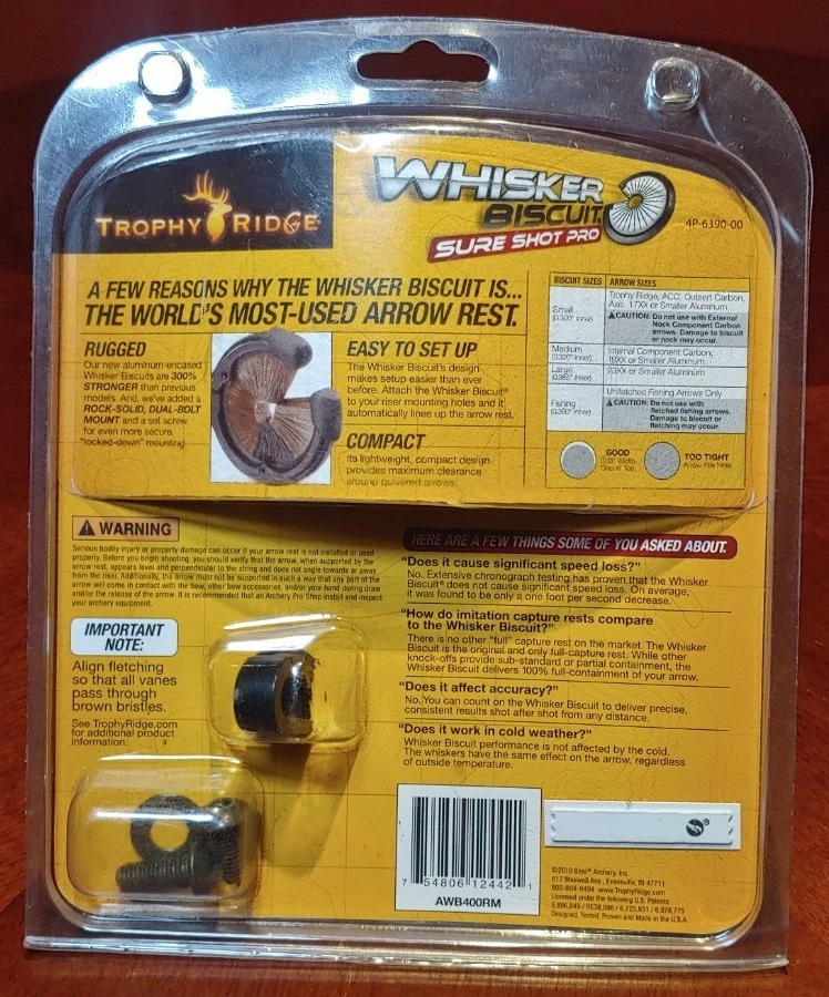 Trophy Ridge Sure Shot Pro Whisker Biscuit Rest Right Hand Medium Black  - Image 3 of 3