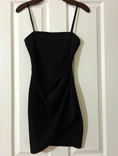 Windsor Women’s S Black Solid Straight Neck Strappy Bodycon Mini Slip Dress