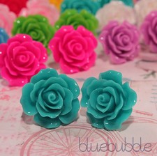 LARGE VINTAGE CARVED 22mm ROSE EARRINGS WEDDING FAVOUR BRIDE BRIDESMAID PROM UK