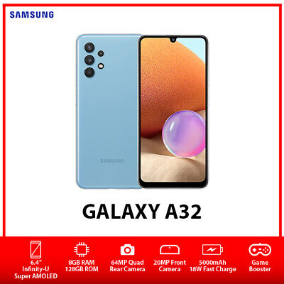 (Unlocked) Samsung Galaxy A32 4G 8GB+128GB Quad Cam Android Mobile Phone – Blue