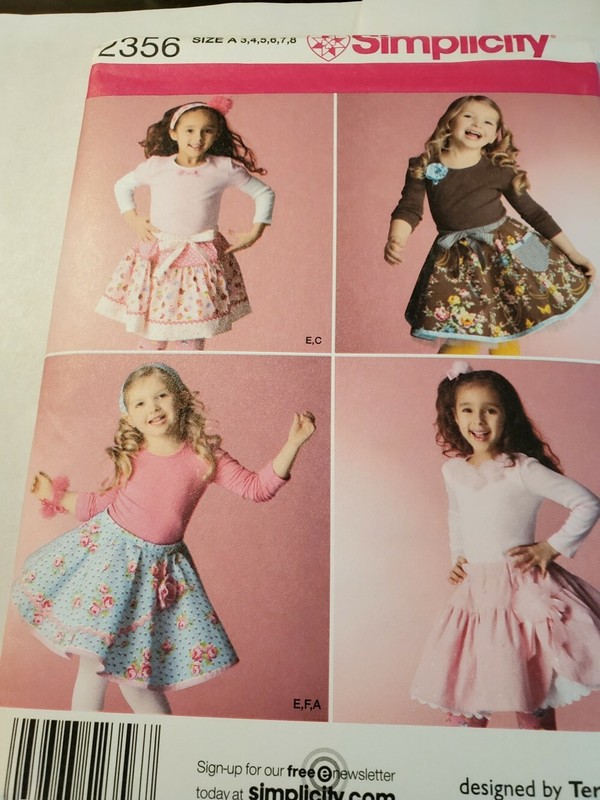 Simplicity Girls Skirt Slip Headband Pattern Sizes 3 4 5 6 7 8 Bracelet Ponytail
