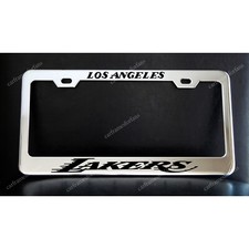 Los Angeles Lakers License Plate Frame - Chrome Plated Metal - Black Graphics