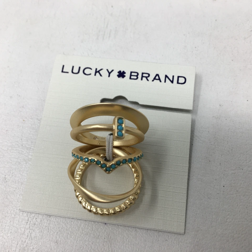 Pila de anillos turquesa marca Lucky, talla múltiple para mujer Foto 3 de 4