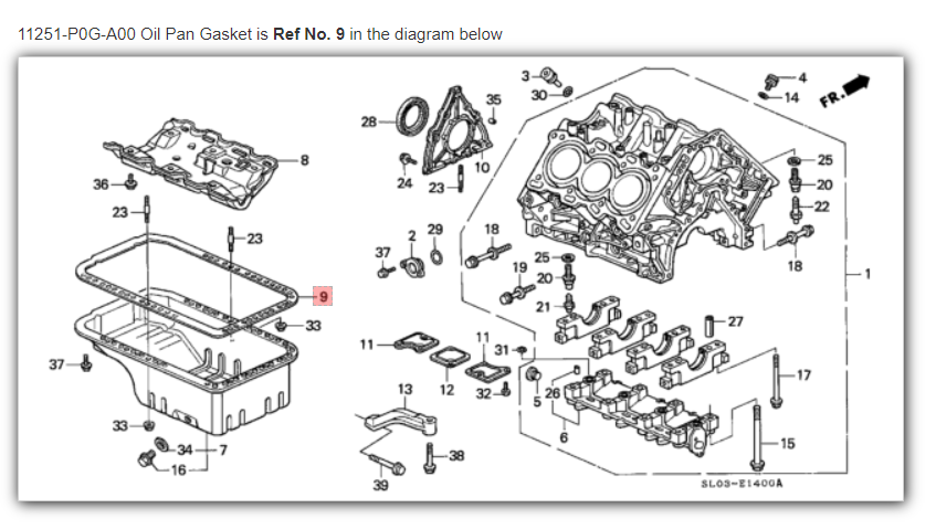 HONDA ACURA GENUINE OEM NSX Oil Pan Gasket Oil Pan ☆ 11251-P0G