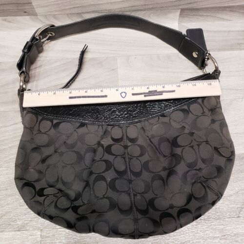 Coach Soho Signature Schultertasche schwarz Hobo Logo Jacquard Lackleder F13740 - Bild 6 von 14