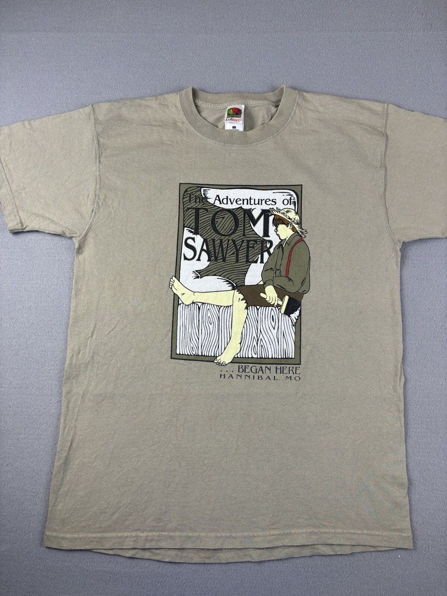 Vintage Tom Sawyer Shirt Adult Size Large Brown Hannibal Missouri 