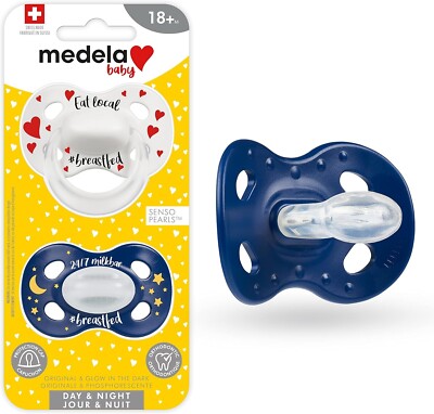 Medela Baby Schnuller Tag und Nacht leuchten im Dunkeln 18+ Monate 2er Pack