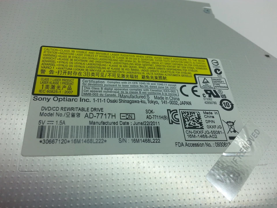 Dell Vostro 3540 Sony DVDCD Rewritable Drive AD-7717H XXFJG Front Bezel YW3VK 47 - Image 2 of 4