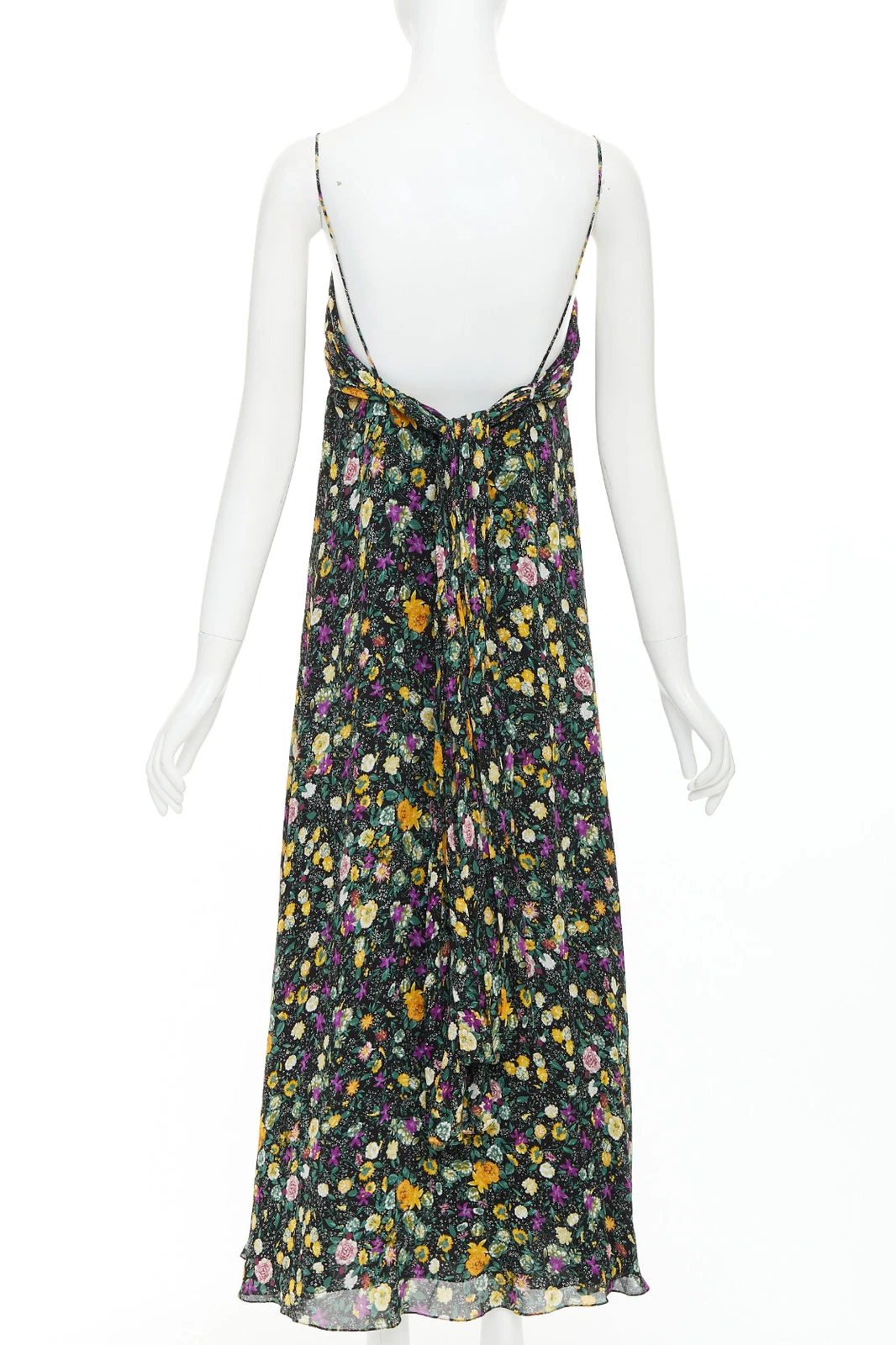 Abito CELINE Hedi Slimane giallo viola stampa floreale viscosa FR38 M