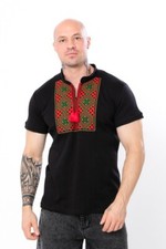 Vyshyvanka Black Men's, embroidered shirt, Ukraine, S-3XL, cotton 100 