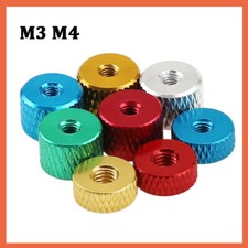 Knurled Thumb Round Nuts Aluminum Alloy Through Hole Hand Grip Knobs Nut M3 M4
