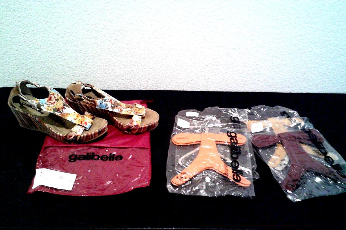 Galibelle Wedge Sandals Interchangeable Straps Size BRAZIL NEW