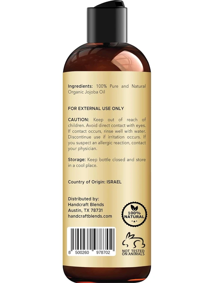 Handcraft USDA Organic Jojoba Oil 8 fl. oz – 100% Pure & Natural for Skin, Face, - Image 3 of 4