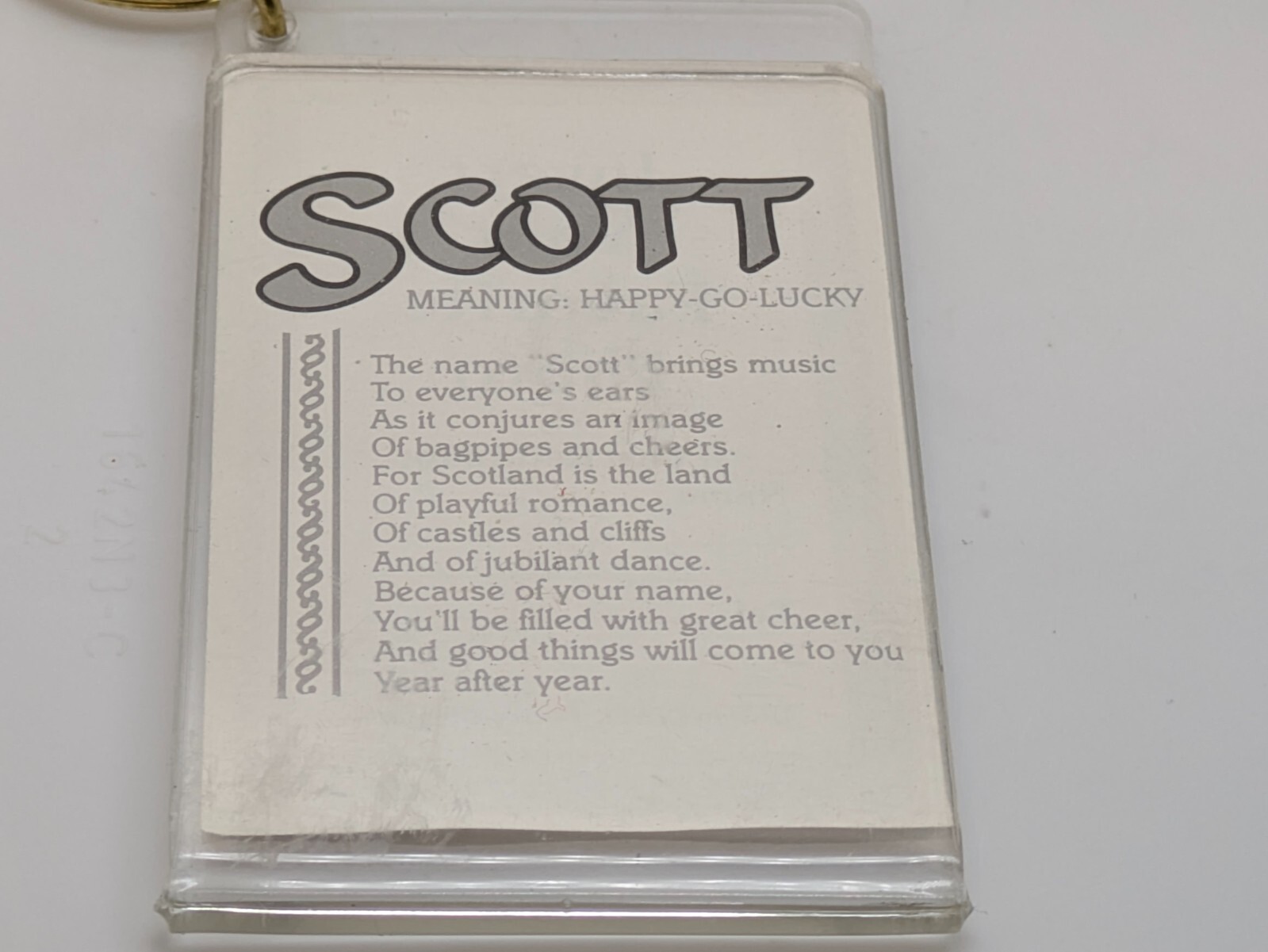 Namesake "Scott" Keychain Photo Holder Name Meaning