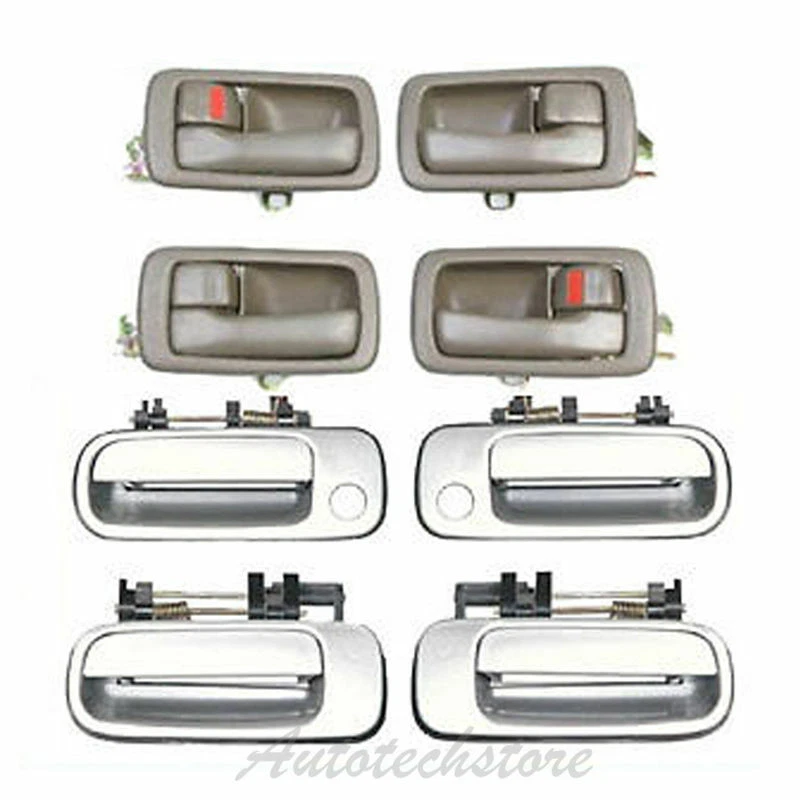 4 Inner Brown+4 Outside Silver 176 Door Handle Set 8 For 92-96 Toyota Camry DS44 - Image 2 of 4